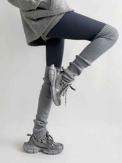 (3 Ribbed Bow Detachable Colors) Leg Warmers