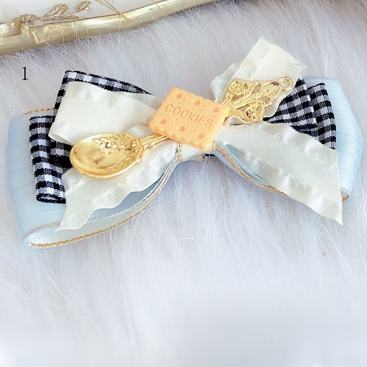 2 Alice Hairclip in Vibes Plaid Options Wonderland Pattern Bowknot