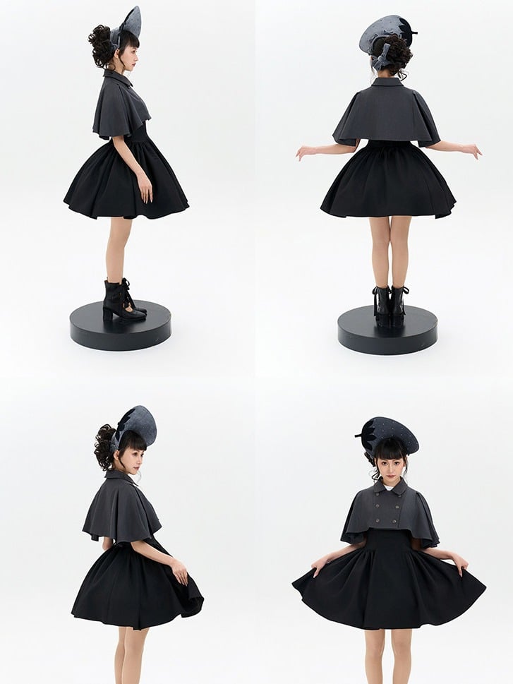 Gray Cape Lolita Double-breasted