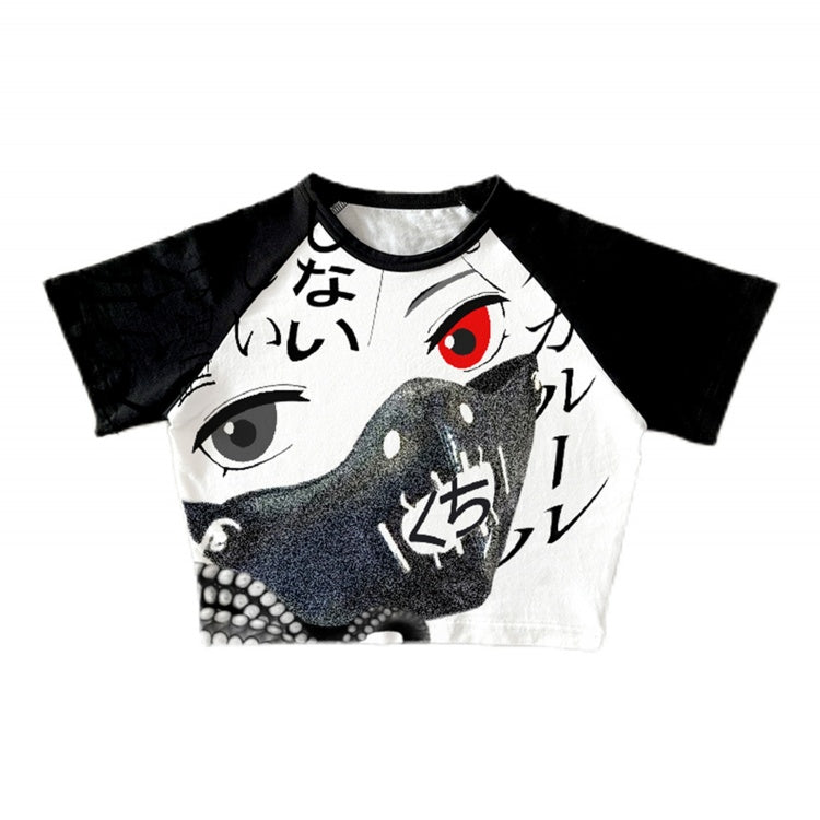 ブラック Y2K クロップドトップ