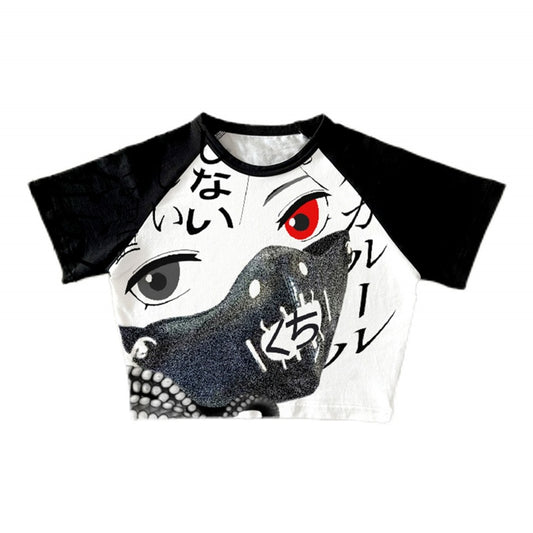 ブラック Y2K クロップドトップ