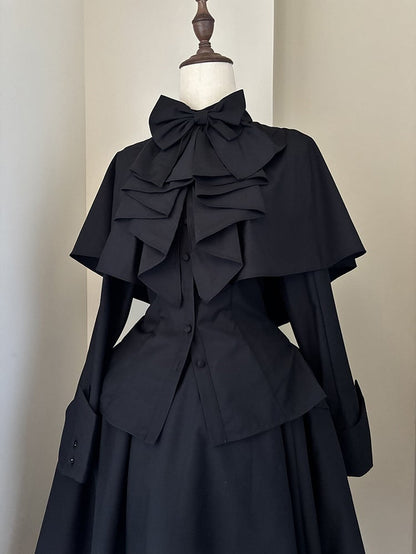 with Shirt Ouji Gothic Bowtie Cape Black Design Jabot Lolita