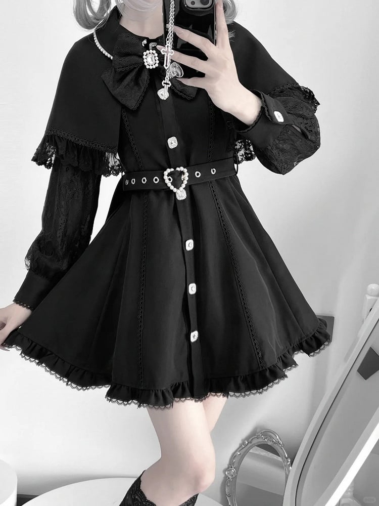 Jirai and Dress Cape Beaded Buckle Collar Belt with Black Kei Detachable