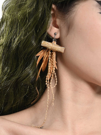 Braune Millard Fashion Leaf Tassel Ohrstecker