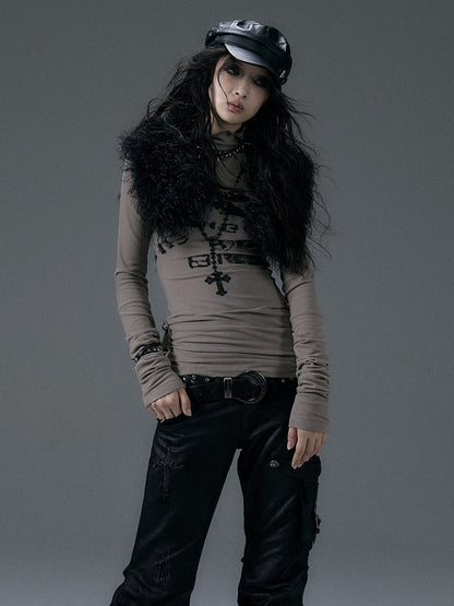 Black Coffee Faux Fur Collar