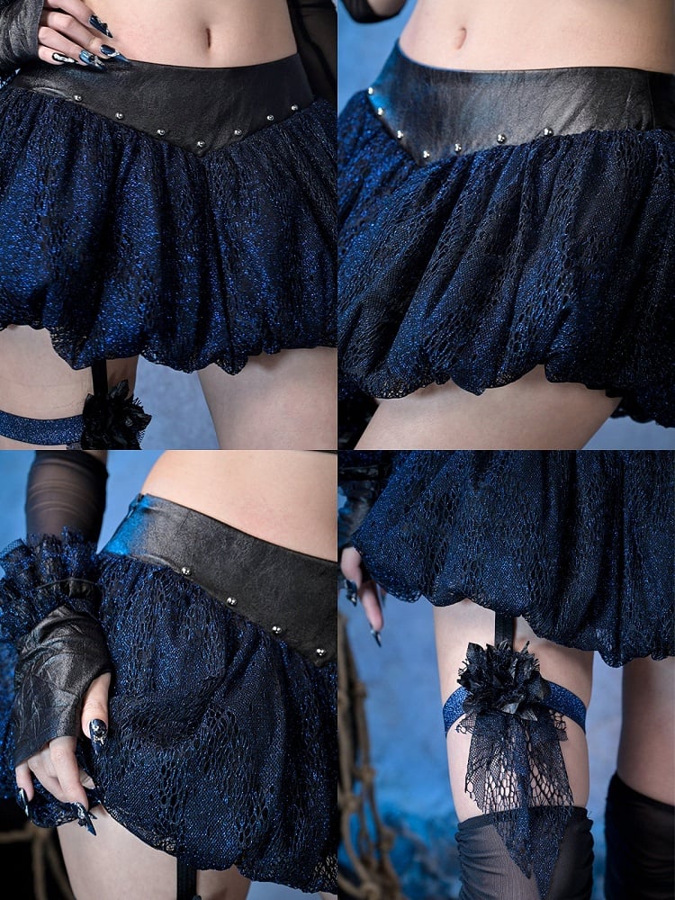 Y3K Rings Punk Low Leg with Waist Skirt Lace