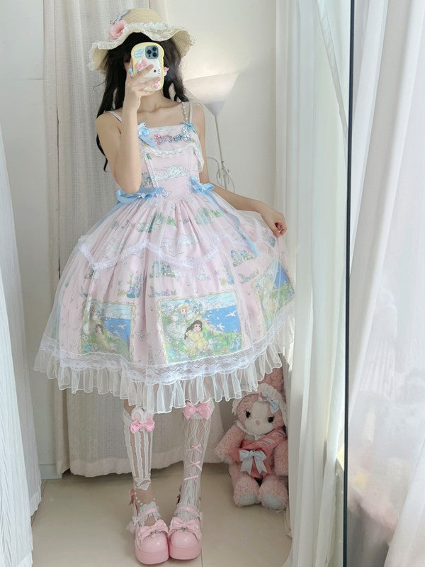 Lolita-Strümpfe und Schleifenohren unter dem Knie, Details Kaninchen mit Y2K Pink Weiß/Schwarz