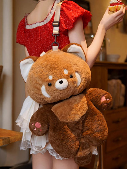 Brown Red Backpack Panda Straps Plush Shoulder 35cm/50cm Detachable