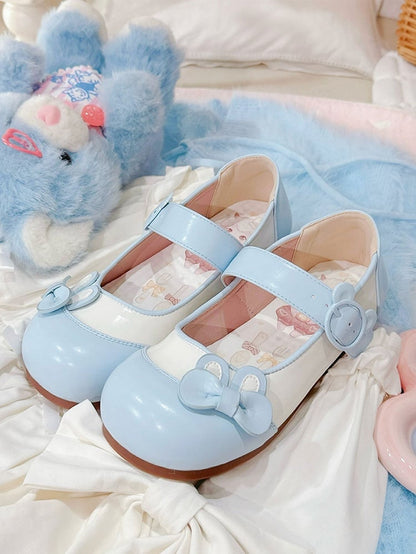 Bowknot Flats Bunny Ear Bear Decorated Blue Buckle