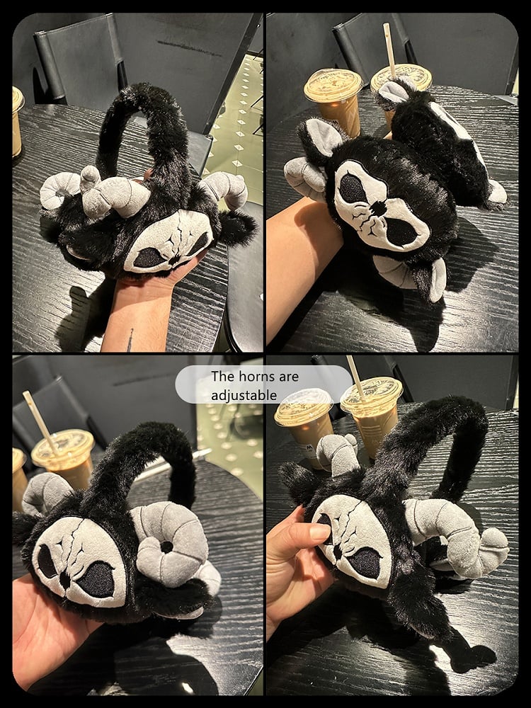 Grim Muffs Gothic Plush Clearance-Black and White Reaper Ear
