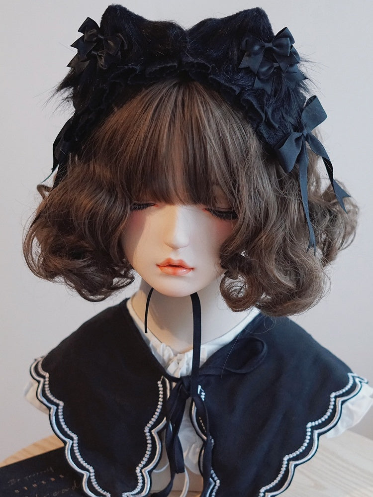 Black Hairband Trim Lace Bowknot Details