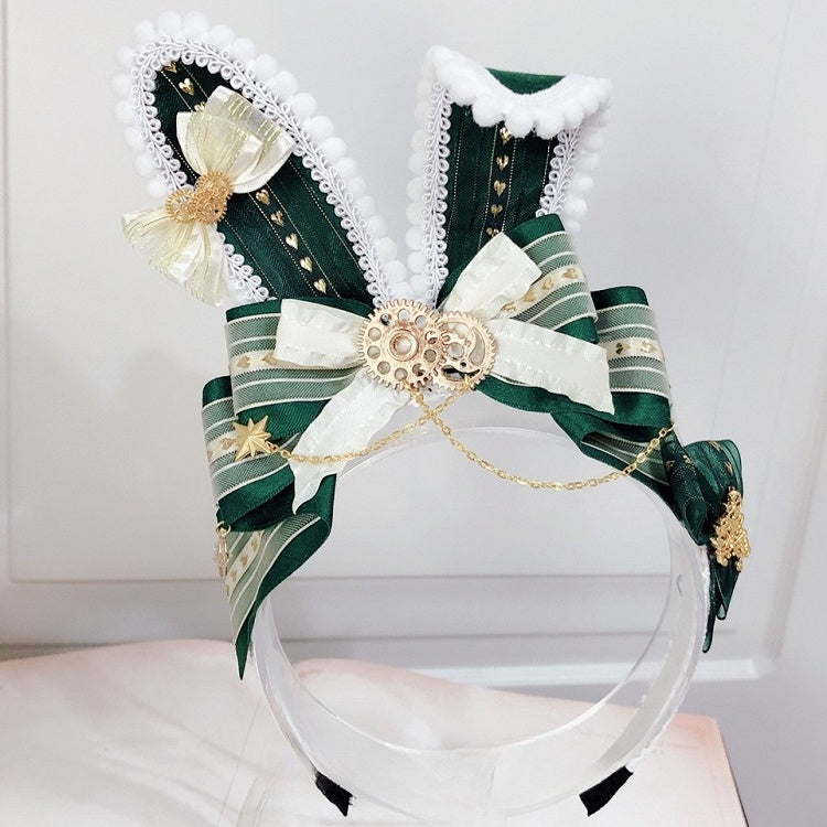 KC Ears 蝶結び グリーン/ピンク バニーの詳細