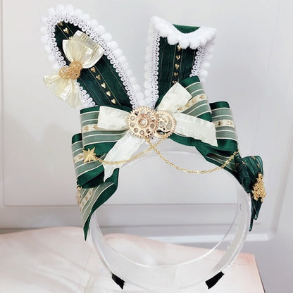 KC Ears 蝶結び グリーン/ピンク バニーの詳細