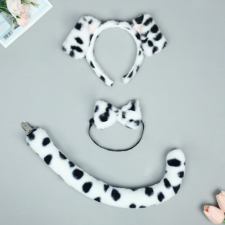 Cute Tail + Set White Tie Plush Black Camel KC Bow / Color Puppy Lolita -