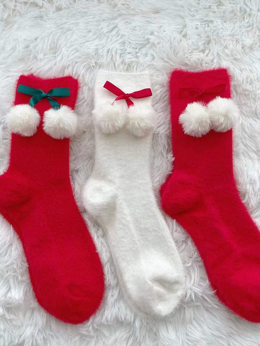 リボンポンポン ロリータ カーフ/アンクルソックス