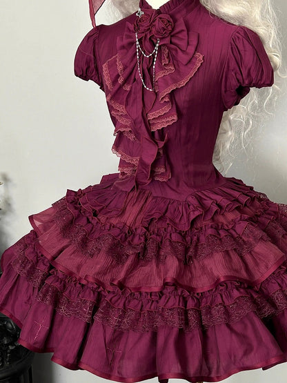 Purple Puff Short Sleeves Gothic Lolita  Blouse