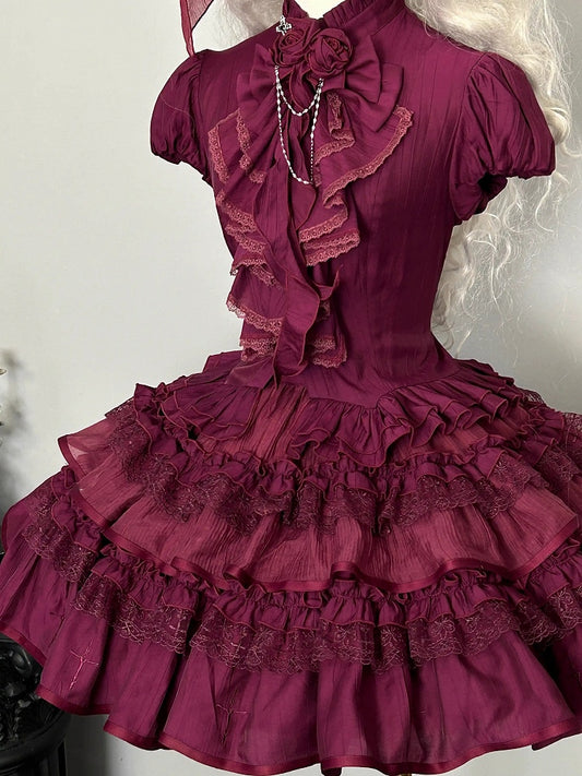 Purple Puff Short Sleeves Gothic Lolita  Blouse