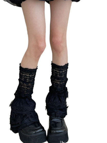 Star Colors: Layered Warmers Lace Leg White (2