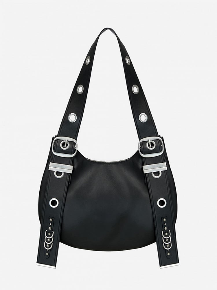 Bag Style Vintage - Strap Black With Crescent Punk Tote Adjustable