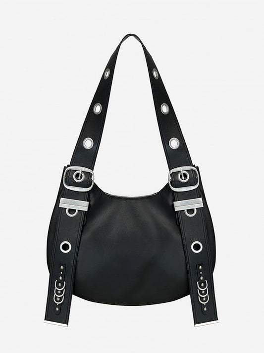 Bag Style Vintage - Strap Black With Crescent Punk Tote Adjustable