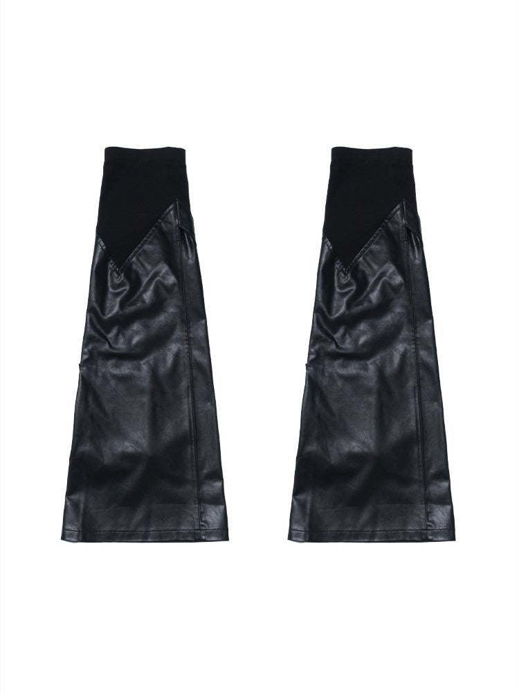 with Rock PU Leg Pockets Studded Warmers Black Punk