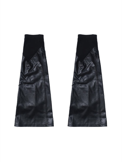 with Rock PU Leg Pockets Studded Warmers Black Punk