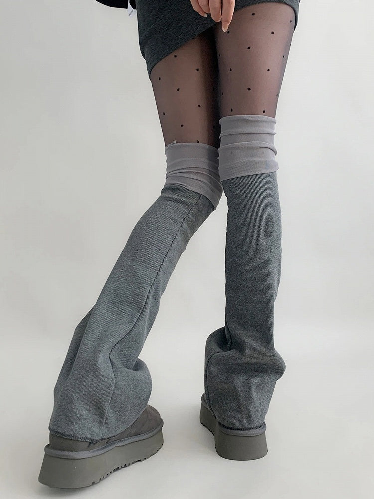 Flared Mesh-Paneled Leg Warmers
