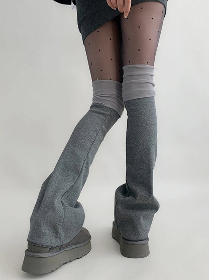 Flared Mesh-Paneled Leg Warmers