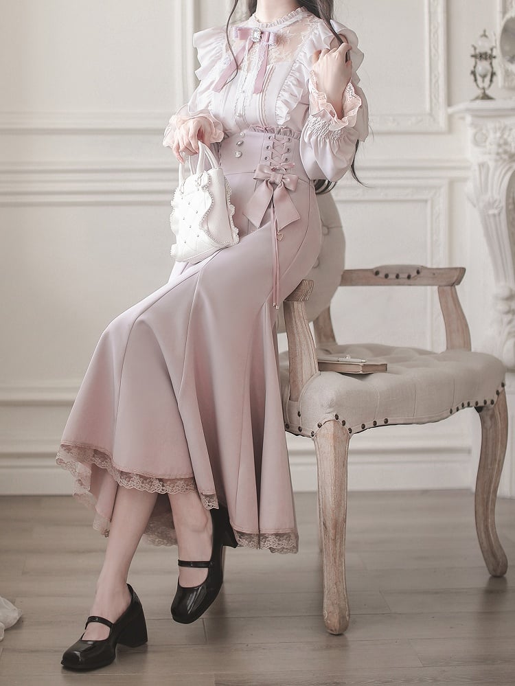 Charm Light Pink Sweetheart Bow Clips with Skirt