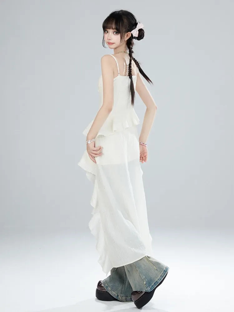 Rock Apricot Kleid Urlaub Sommer High-low