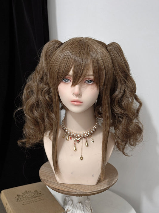 Wavy + Two Clips Medium Ponytails Brown Claw Wigs