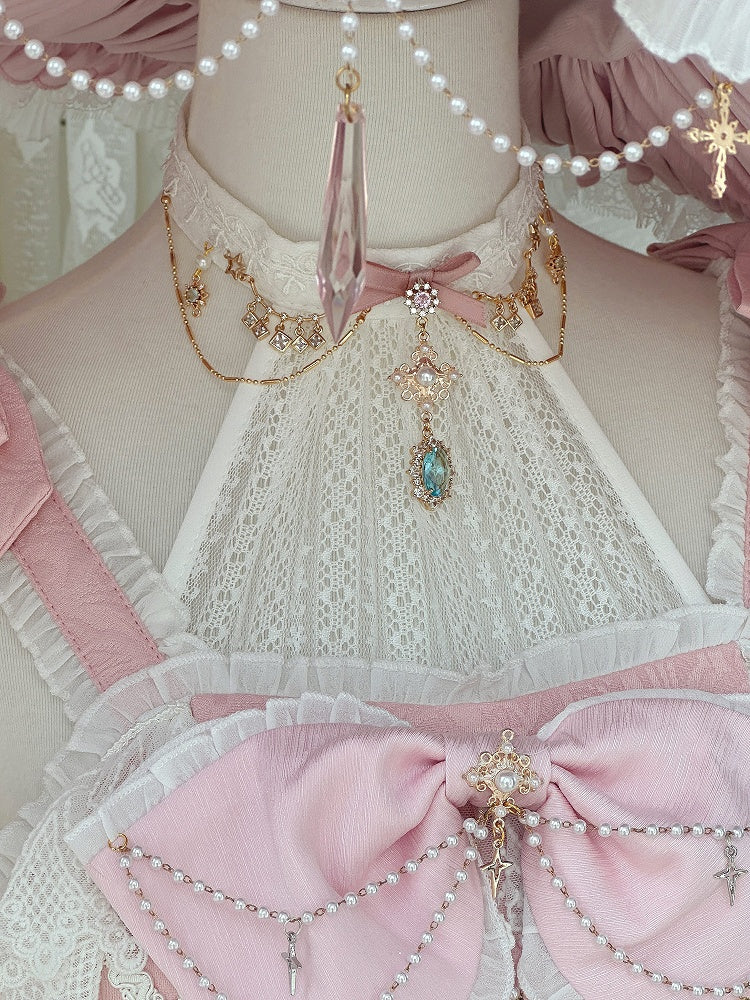 Pink and Blue High Waist Sweet Witchy Dress Lolita Jumper Skirt Full Set