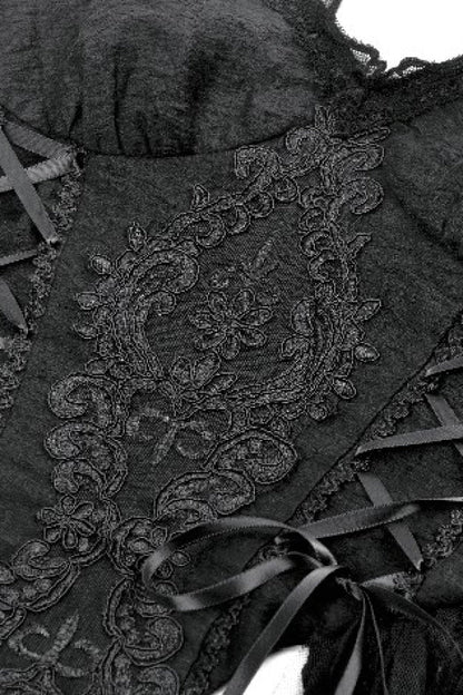 Black Floral Embroidered Lace Slip Dress Gothic Sleeveless