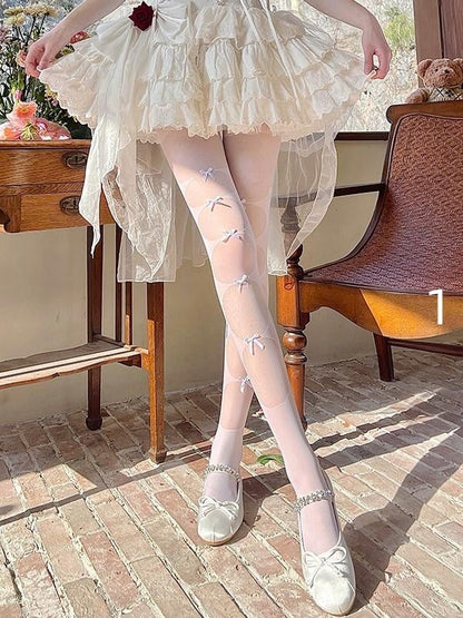 Decorations White 5 Lolita Bow Options Tights