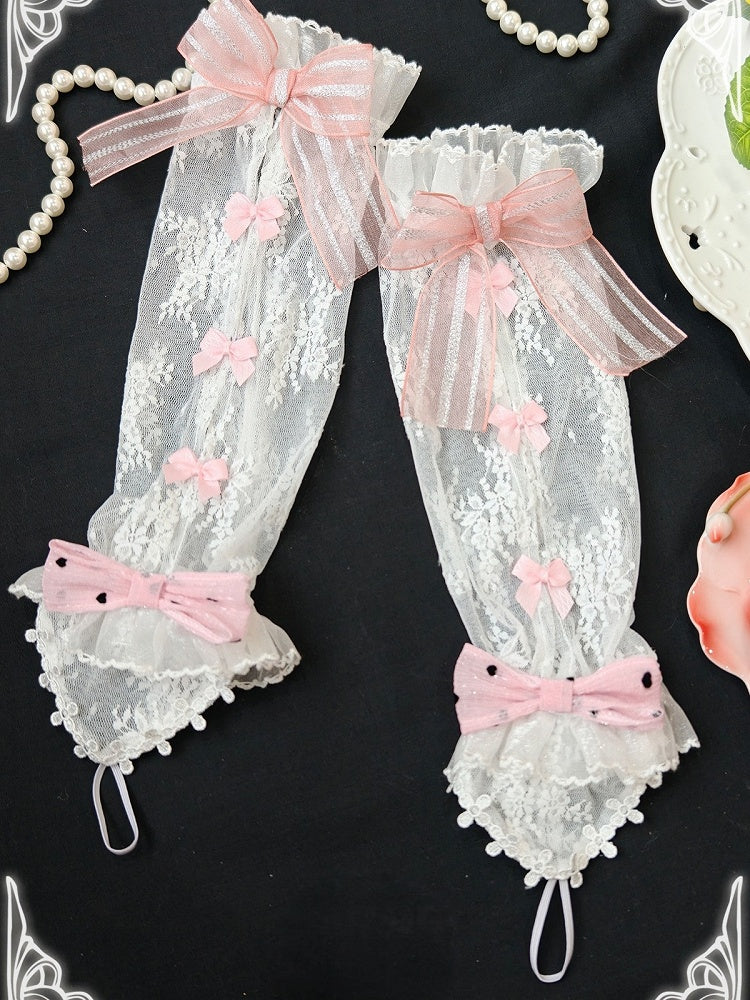 Pink / Purple Blue Cuffs Wrist Lolita White