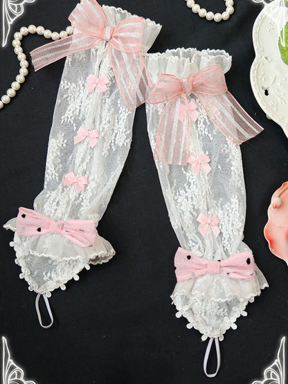 Pink / Purple Blue Cuffs Wrist Lolita White