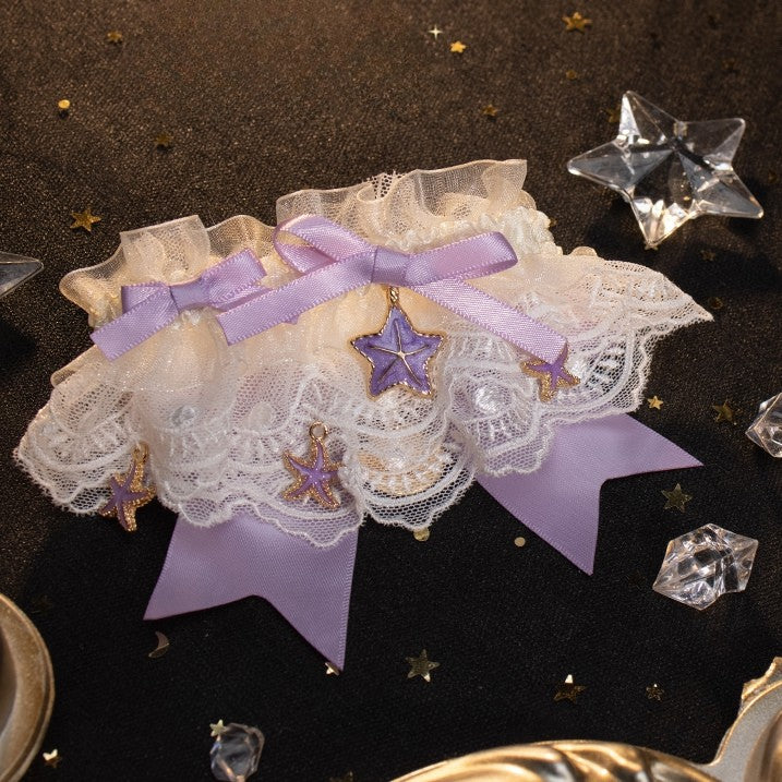 Charm White/Blue/Purple/PurpleBlue Starfish With Socks Calf Cuffs Lace Detachable Hollow-out