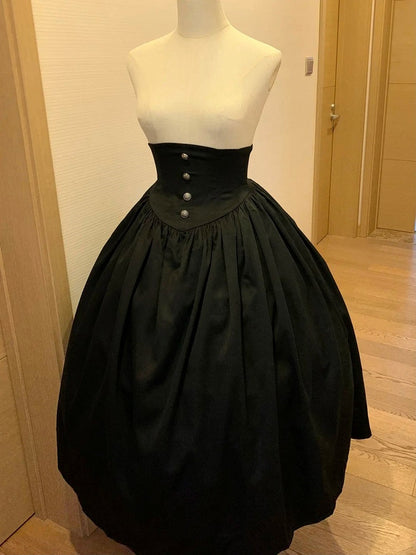 High Corset Lolita Black Skirt Gothic Belt Waist