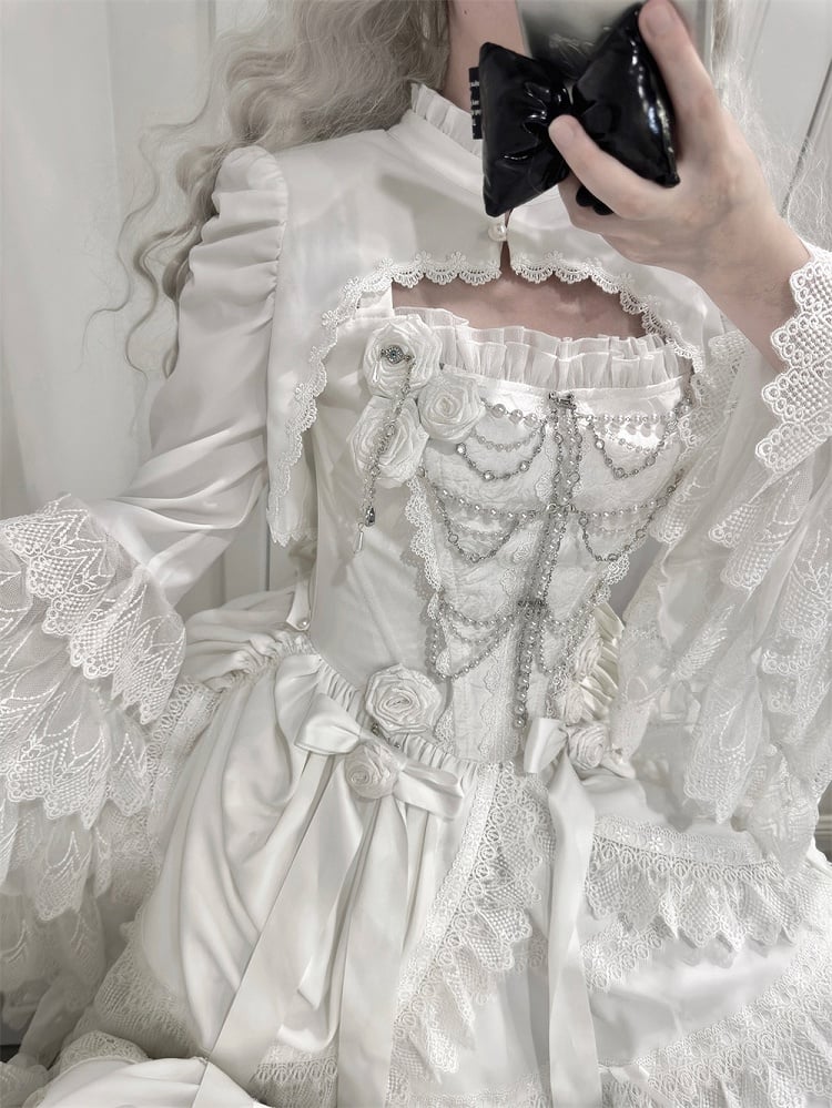 White Black Rib-shaped Bead Chain - LeMiroir LeMiroir | LilyVow