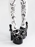 Lolita Gothic Black Heels Platform Block Accents with Studded High