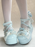 Blue Janes Platform Details Lolita Mary PU - Bead Sweet