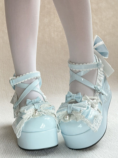 Blue Janes Platform Details Lolita Mary PU - Bead Sweet