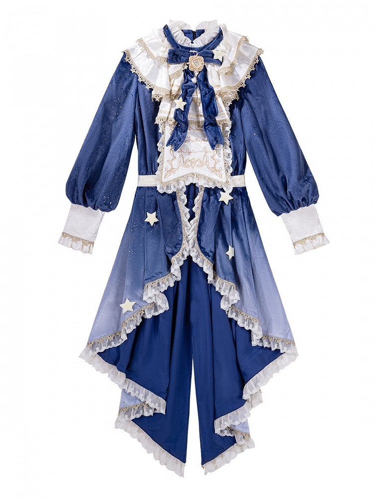 Ouji Accents Velvet Star Shimmering + Top Bloomer Shorts with Lolita Blue Split-Tail