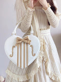 Heart-Shaped Lolita Crossbody Bag with Violin Theme in Three Colors - Morning Glory