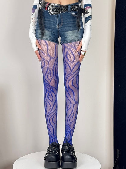 Tights Red/Blue/Red/Purple Gyaru Black/Rose Zebra-stripe Fashion