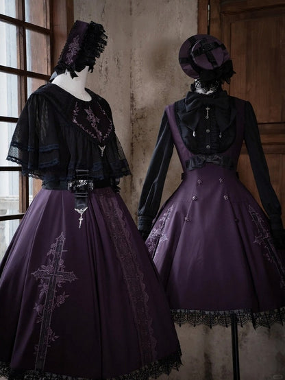 Layered Black Tulle Cape for Gothic Ensembles - iris de nuit