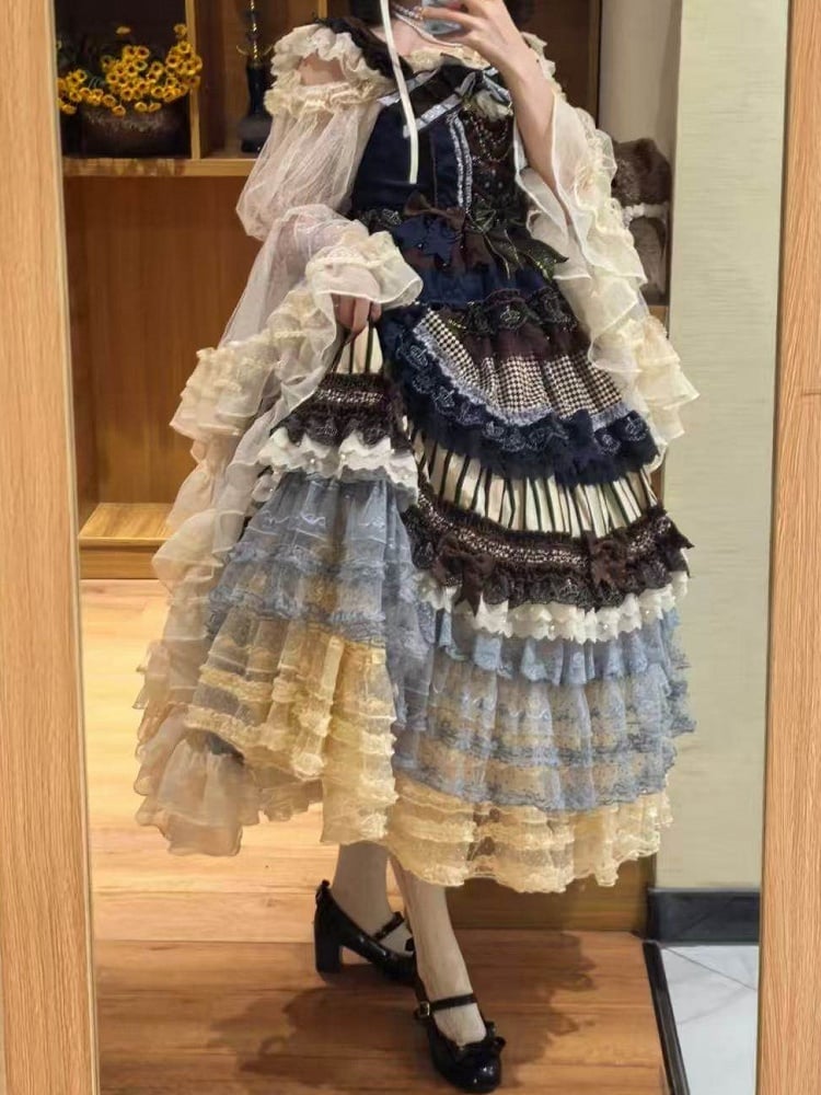 Beige Bell Sleeves Lolita Blouse Classic Off-the-Shoulder Elegant