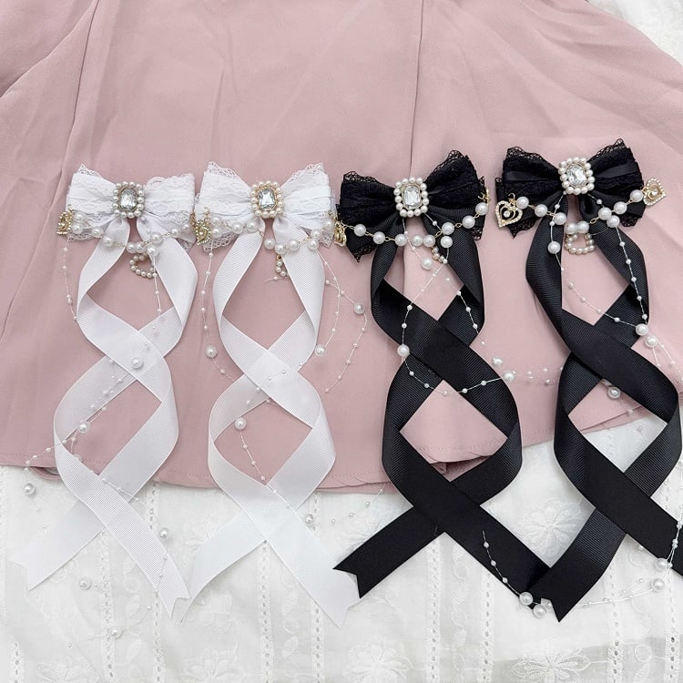 Jirai Hairclips Long Seiso Bow Style Kei Ponytail Colors Tails Spiral with Ribbon Six for