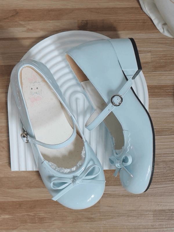 Niedrigen absätzen Schuhe Süß an Top Blau Geknotet Baby Bogen Trim Spitze