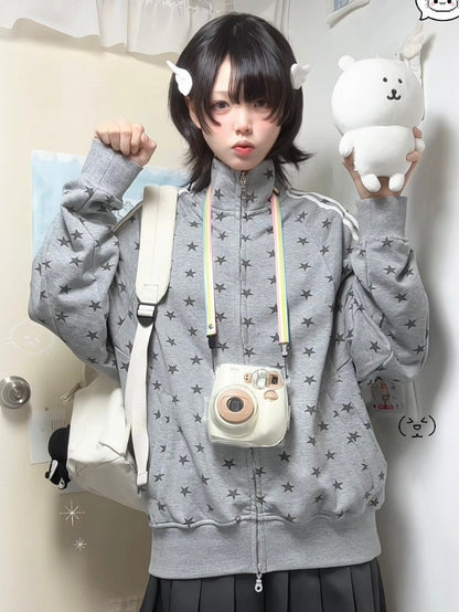 Grey - Jacket Print Star Y2K